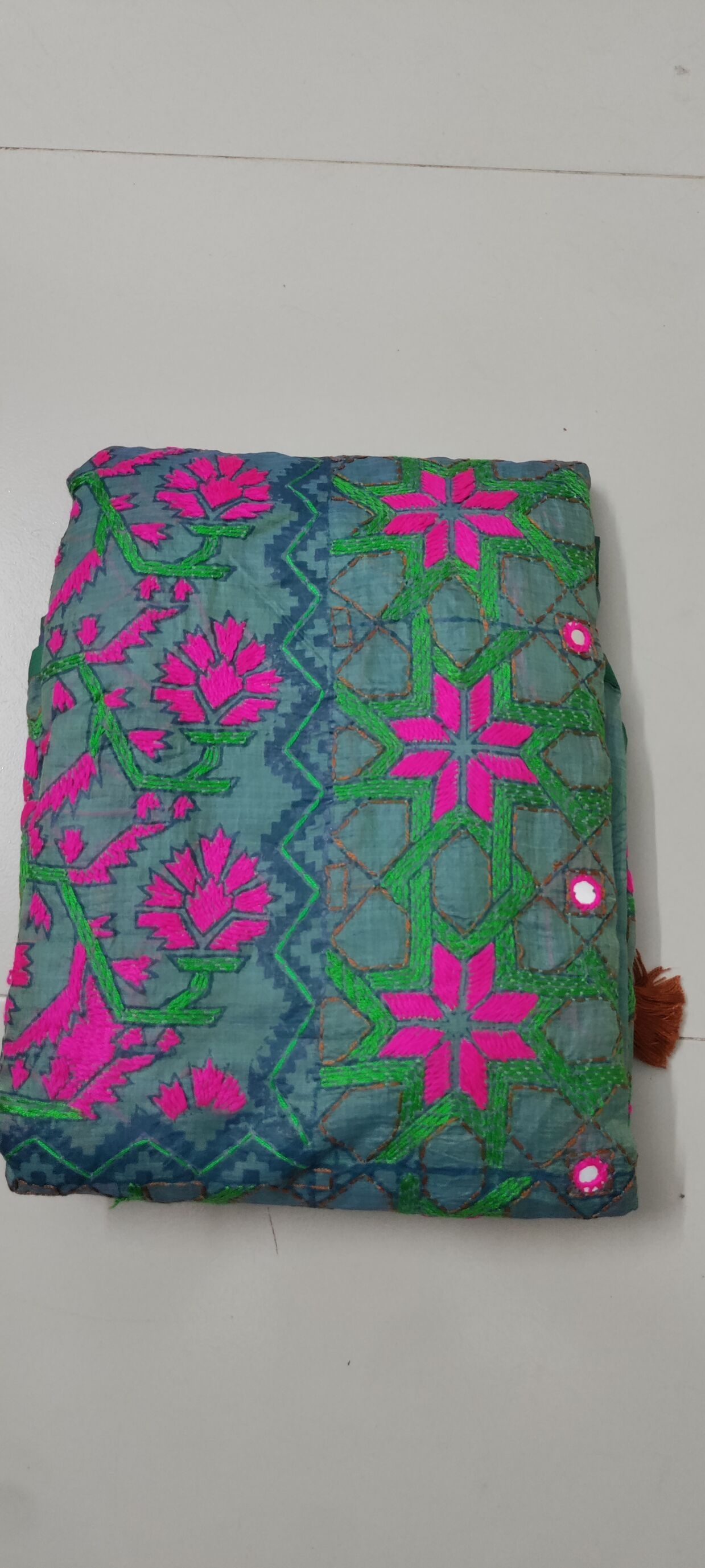 Smoky Aqua Green Muslin Saree